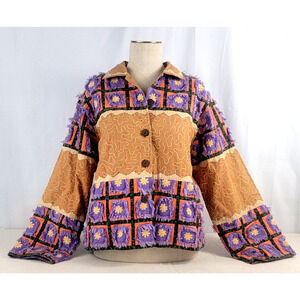 Vintage Silver Stream Patchwork Jacket Boho Hippie Southwestern Artsy Festival